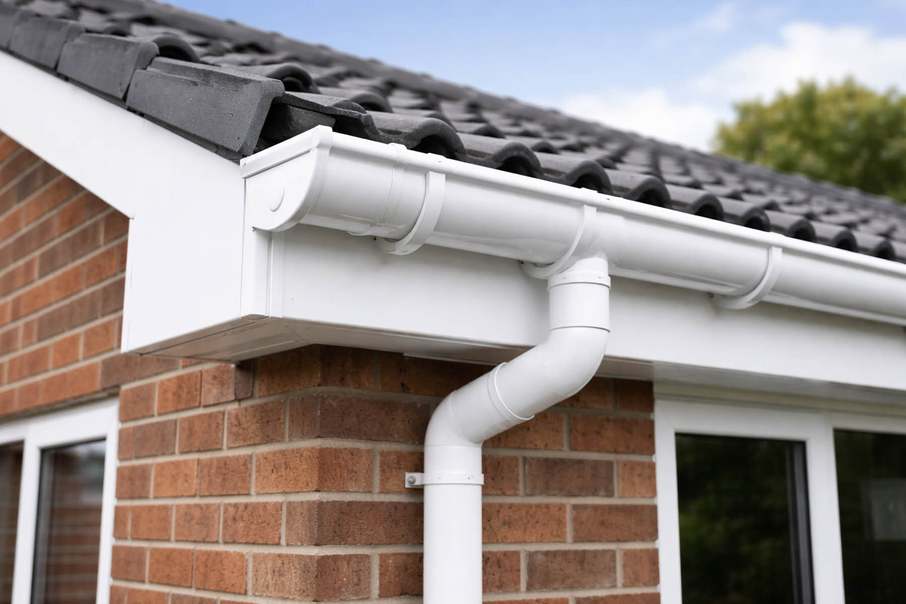 bungalow roofline guttering downpipe installation